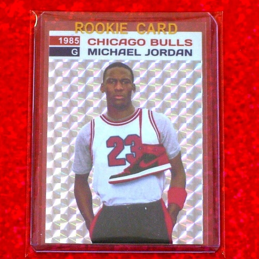 Michael Jordan Rookie Nike Shoes Promo Silver Jewel Prism Sticker Novelty Card